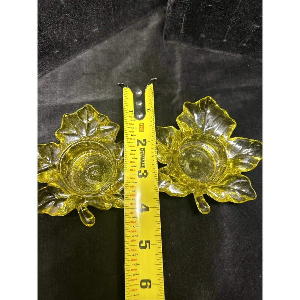 Glass Leaf Floral Tealight Candle Holder Fall Thanksgiving Decor Set (2)